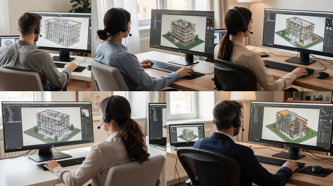 Engineering team working remotely on BIM models
