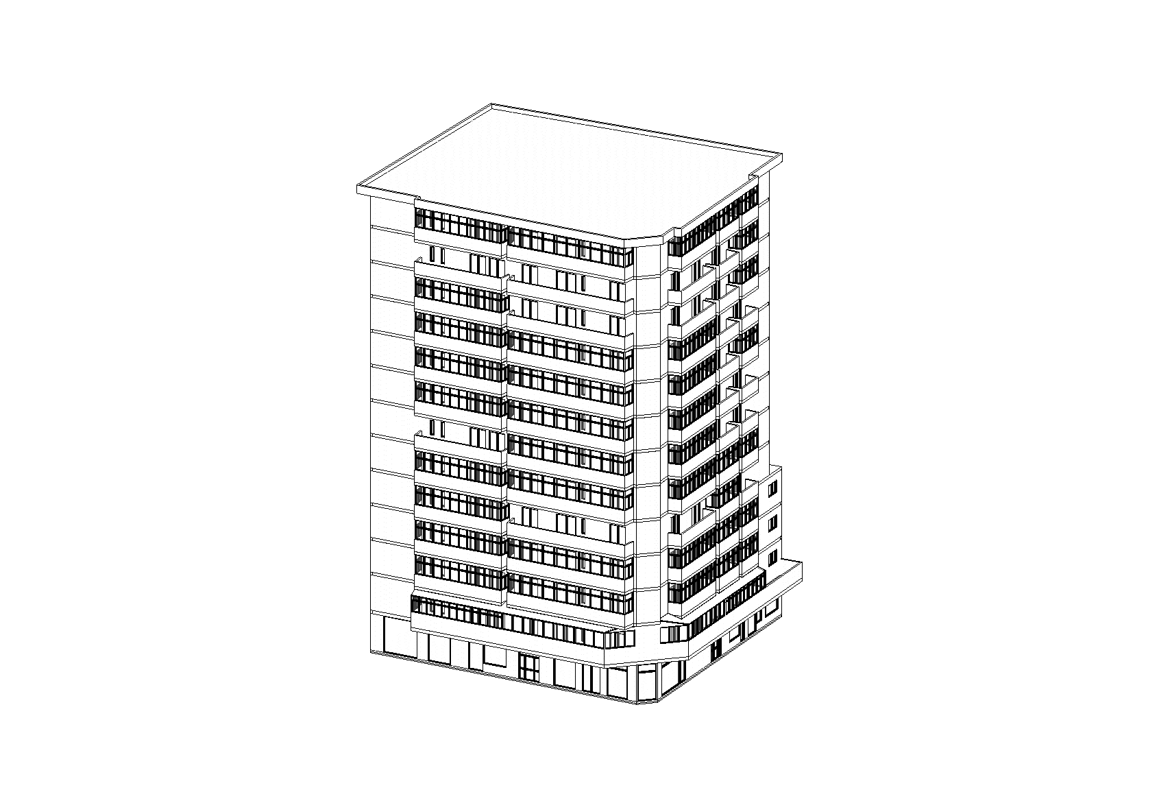 BIM model of the facade systems developed from the point cloud